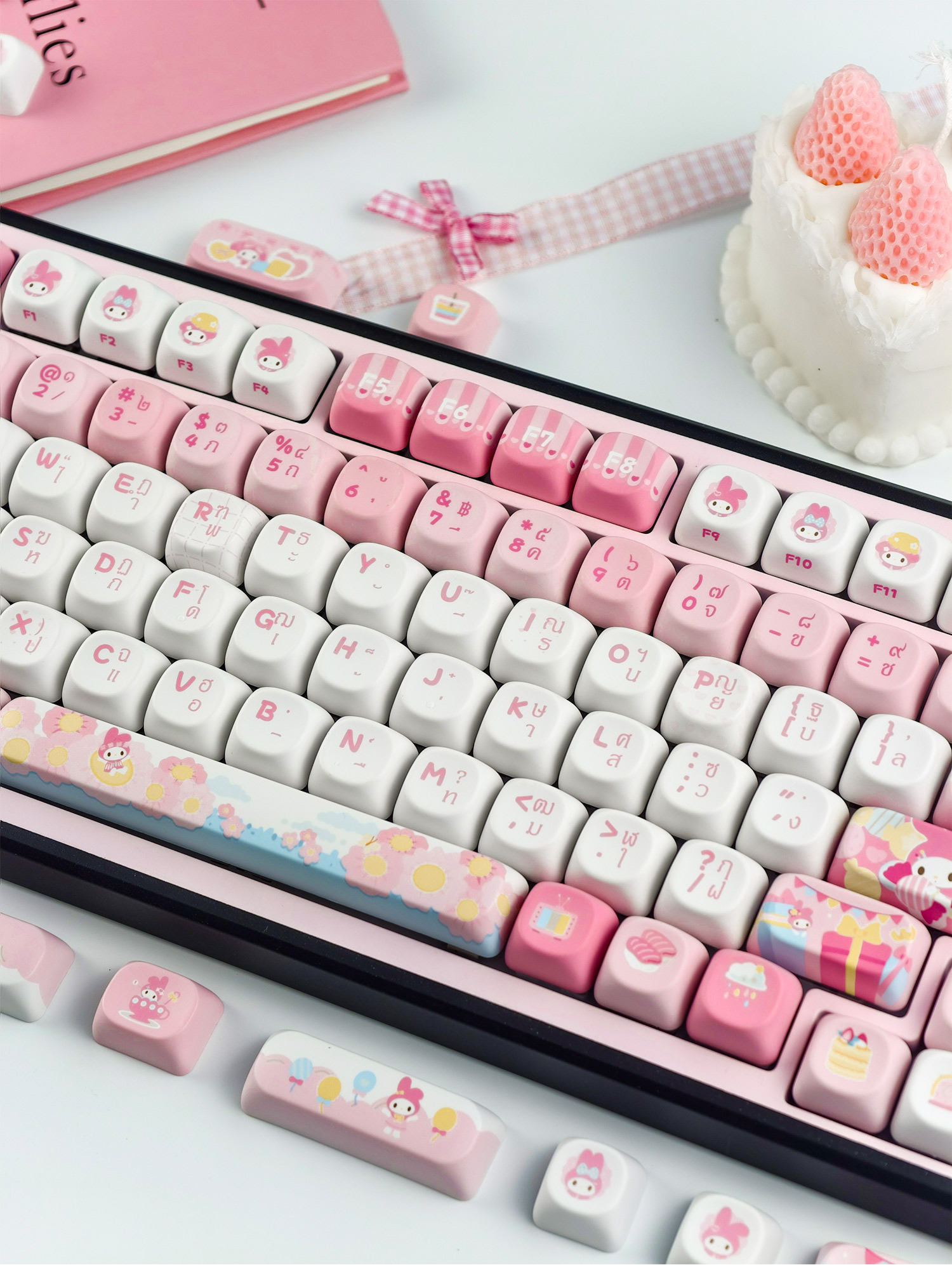 Sanrio Melody Keycaps Cherry/SOA/MOA โปรไฟล์ 120 คีย์ PBT PC Dye ...