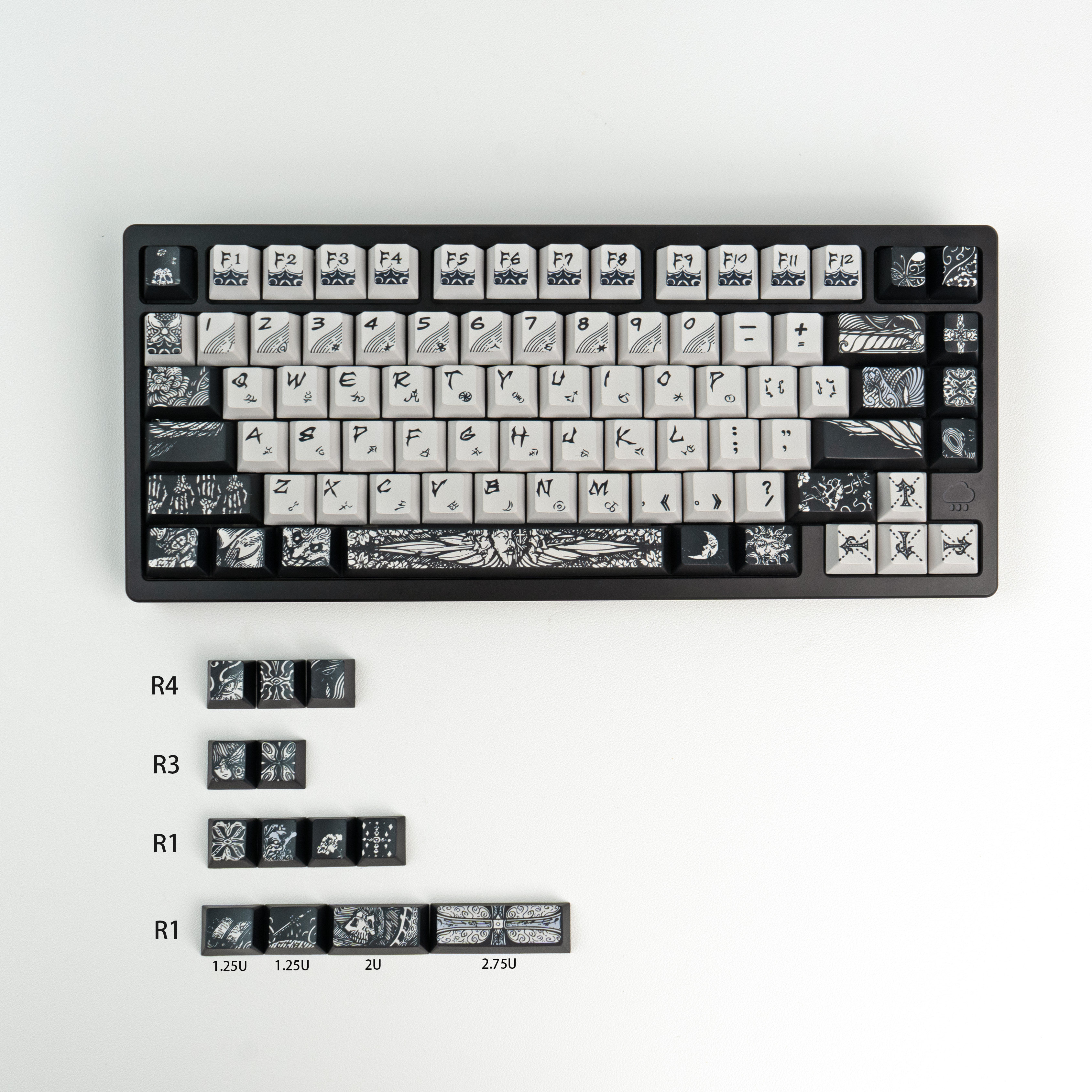 Hooded Fallen Angel Keycaps PBT โปรไฟล์เชอร์รี่สีดํา Dark Seraph ...