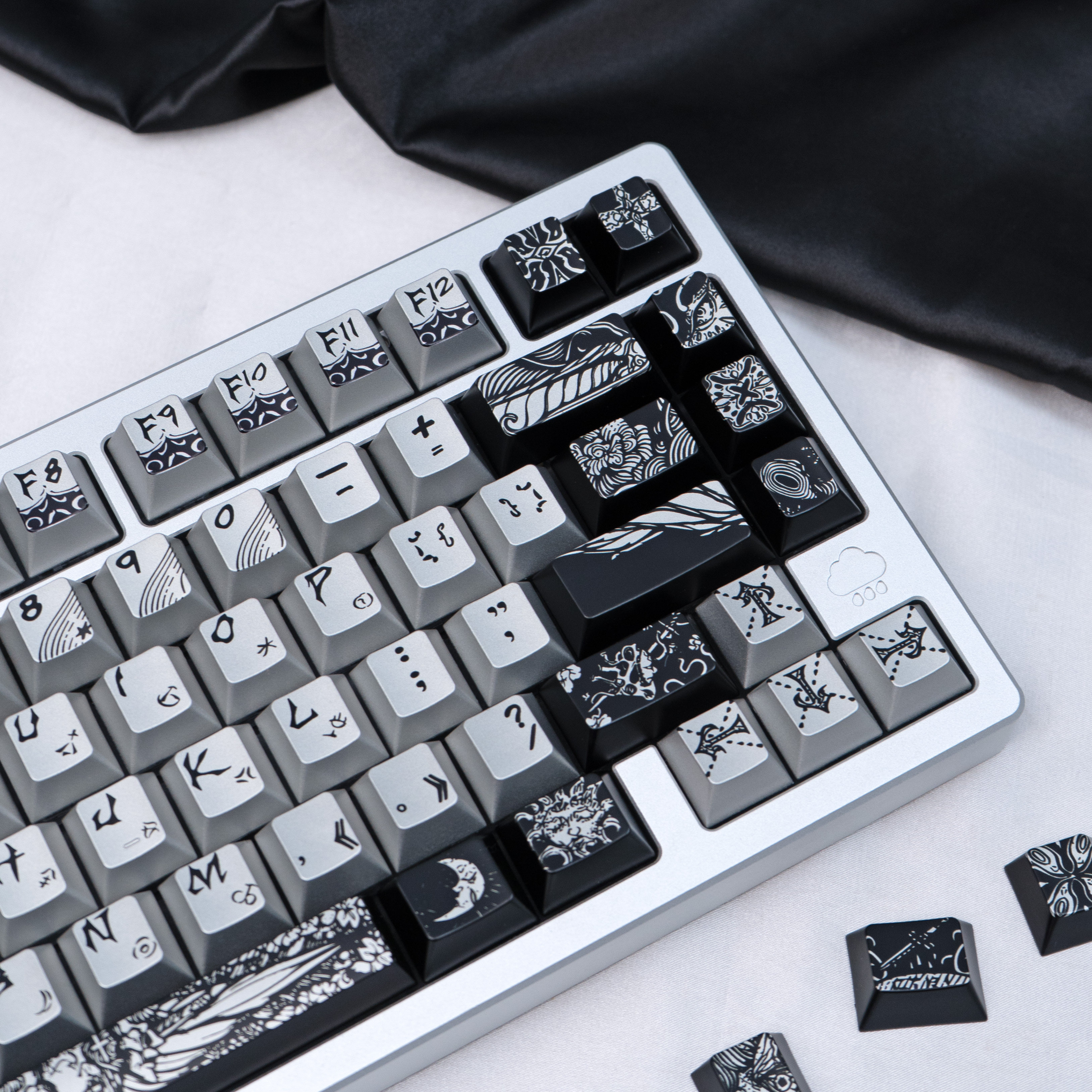 Hooded Fallen Angel Keycaps PBT โปรไฟล์เชอร์รี่สีดํา Dark Seraph ...