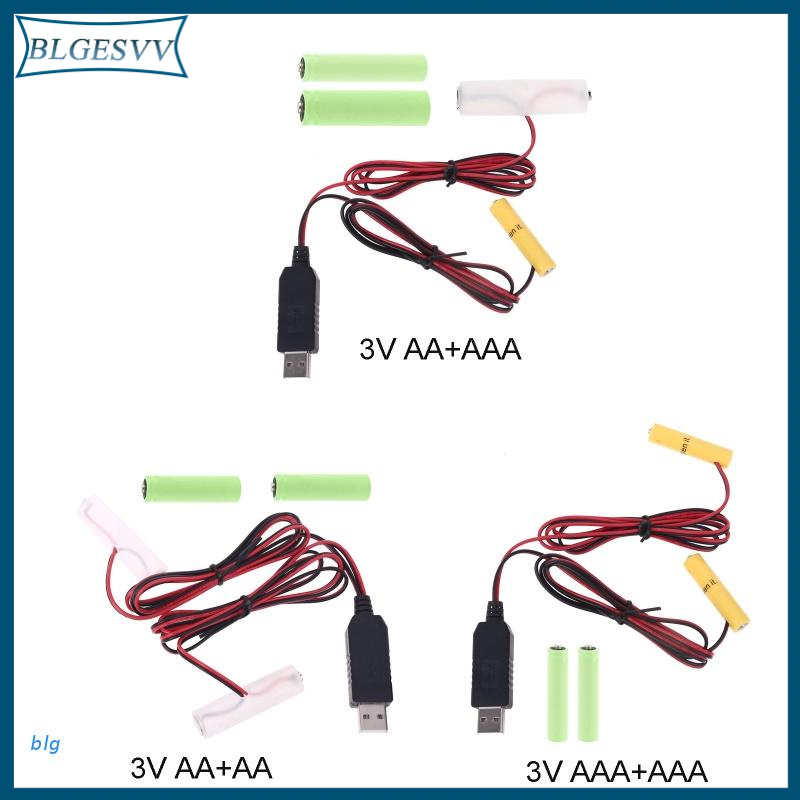 blg-2in1-5v-usb-to-3v-dual-lr6-lr03-สายเคเบิ้ลพาวเวอร์ซัพพลายแบตเตอรี่-2x-1-5v-aa-ใช้แบตเตอรี่-aa-aaa-สําหรับ-led-toys-luminara