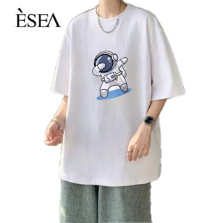 ESEA ผู้ชายแขนสั้นแฟชั่นแบรนด์ฤดูร้อนพิมพ์ใหม่หลวมผู้ชายลําลองแขนสั้น
