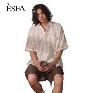 ESEA เสื้อเชิ้ตผู้ชายเป็นเสื้อเชิ้ตขาวดําวินเทจวินเทจ