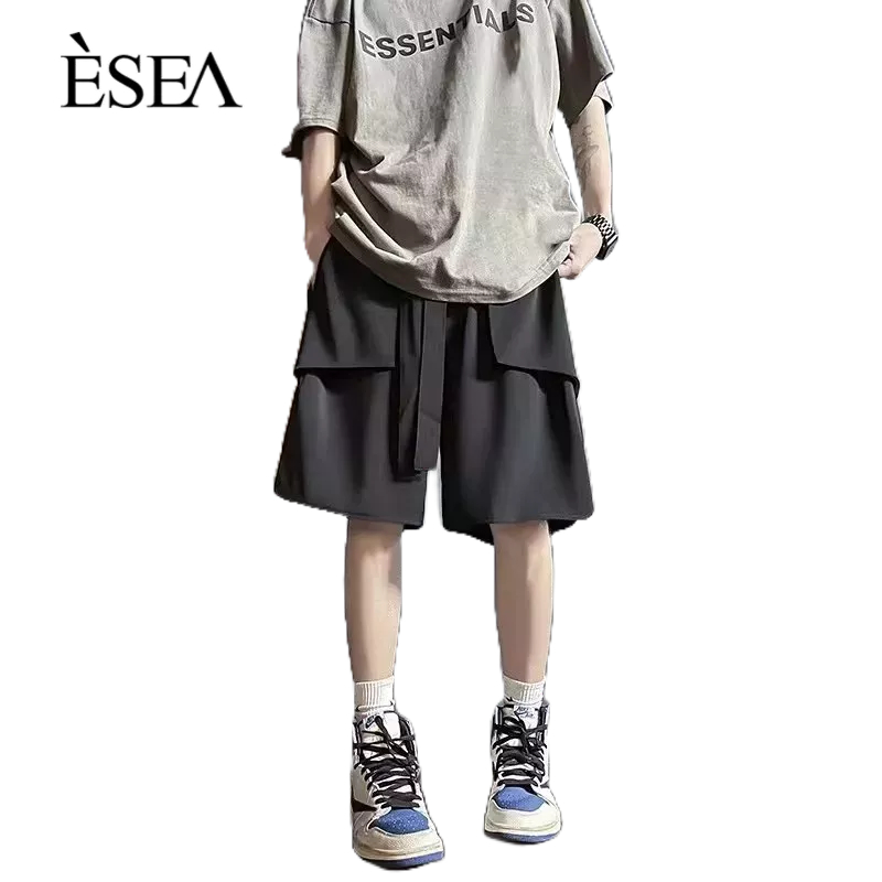 esea-กางเกงขาสั้นผู้ชาย-หลวม-เรียบง่าย-วรรณกรรม-ญี่ปุ่น-แฟชั่น-ลำลอง-กางเกงขาสั้นผู้ชาย