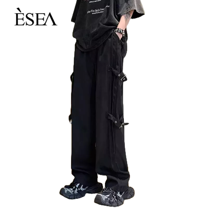 esea-กางเกงขายาวผู้ชาย-เทรนด์แฟชั่นขาตรง-ทุกแบบ-กีฬา-หลวม-สีทึบ-ลำลอง-กางเกงขายาวผู้ชายทรงสลิม