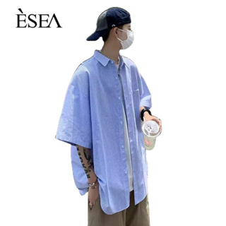 ESEA เสื้อเชิ้ตผู้ชายแฟชั่นใหม่ยอดนิยมลายวรรณกรรม INS สไตล์วินเทจสตรีทญี่ปุ่นสไตล์เกาหลีเสื้อเชิ้ตลําลองผู้ชาย