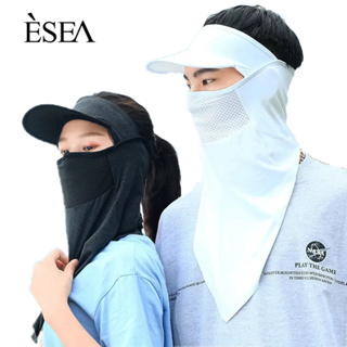 ESEA ที่บังแดดเต็มหน้า ผ้าไหมน้ำแข็ง หมวกกีฬากลางแจ้ง ป้องกันใบหน้า UV หมวกผู้ชาย