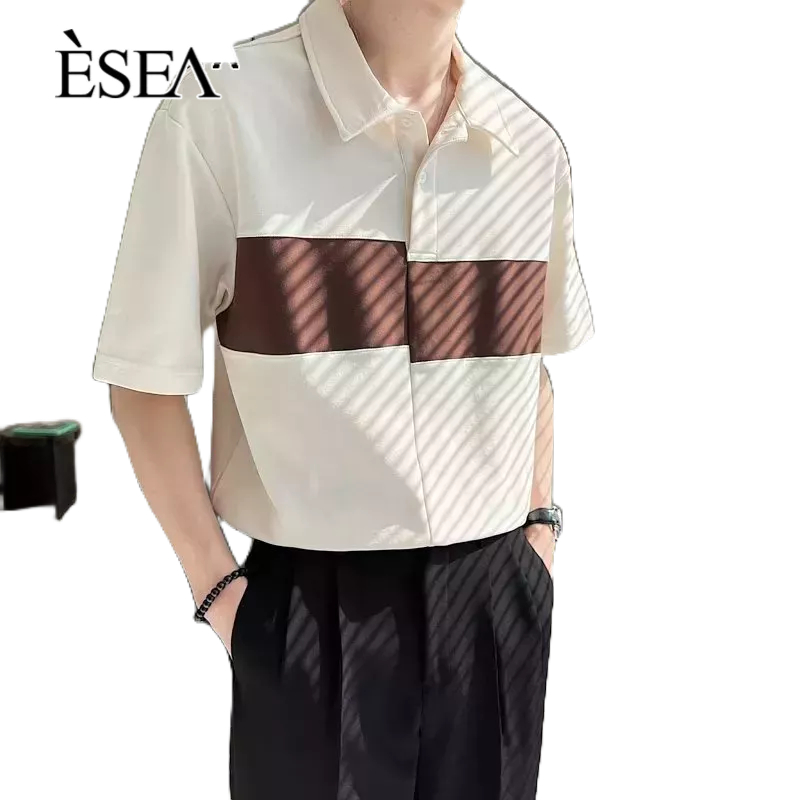 esea-เสื้อโปโลผู้ชายอเมริกันชนน้ำหนักเบาสวมใส่สบายเรียบง่ายเสื้อยืดแขนสั้น-การเชื่อมต่อแบบเรียบง่าย