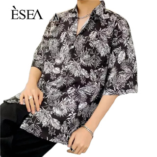 ESEA เสื้อเชิ้ตผู้ชาย, พิมพ์ลายสไตล์ญี่ปุ่นและเกาหลี, เสื้อเชิ้ตหลวมและลําลอง