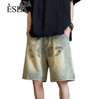 ESEA กางเกงขาสั้นผู้ชาย เทรนด์ใหม่ แฟชั่นหลวม กางเกงขาสั้นผู้ชาย เทรนด์กางเกงลำลองหลวม