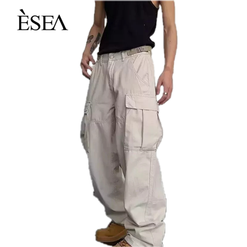 esea-กางเกงขายาวผู้ชายแนวสบาย-ๆ-อินเทรนด์โดยรวมของผู้ชายสีทึบกางเกงหลวม-ๆ-แฟชั่นของผู้ชาย