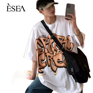 ESEA เสื้อยืดผู้ชาย กราฟฟิตี แนวโน้มการแข่งขันทั้งหมด ลำลองผู้ชาย เสื้อยืดหลวม ฮิปฮอป แฟชั่นผู้ชาย แขนสั้น