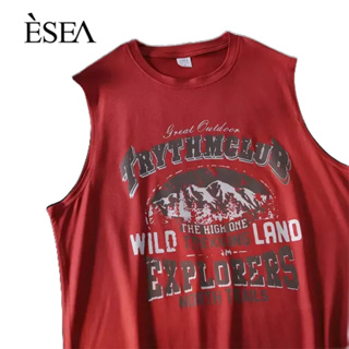 ESEA เสื้อกล้ามผู้ชาย, อินเทรนด์ฤดูร้อนพิมพ์ใหม่หลวมและระบายอากาศ, ผู้ชายสบาย ๆ กีฬาแขนสั้น