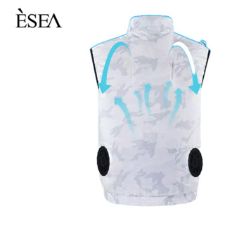 ESEA ใหม่เสื้อผ้าพัดลมระบายความร้อนม่านบังแดดเสื้อกั๊กเสื้อผ้าพัดลมผู้ชายกลางแจ้งแบบสบาย ๆ