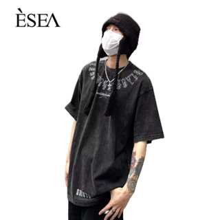 ESEA เสื้อยืดผู้ชาย แฟชั่น แขนสั้น ลำลอง เสื้อยืดผู้ชาย พิมพ์ลาย คอกลม แขนสั้น ยอดนิยม