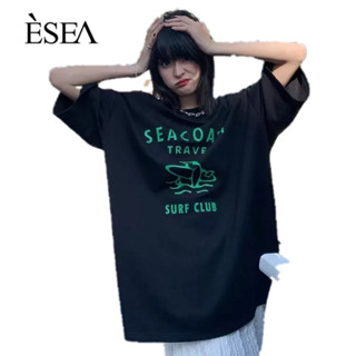 ESEA เสื้อยืดผู้ชายหมายเลขมาตรฐานคอกลมลำลองผู้ชายเสื้อยืดจดหมายพิมพ์แฟชั่นอินเทรนด์แขนสั้น