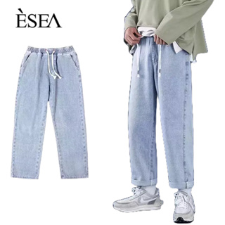 ESEA กางเกงยีนส์ผู้ชายยอดนิยมสไตล์ INS ตรงรุ่นเกาหลีฤดูร้อนกางเกงยีนส์ลําลอง