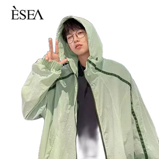 ESEA แจ็คเก็ตผู้ชายสไตล์ ins hooded กลางแจ้งป้องกันรังสียูวีสไตล์เกาหลีสบาย ๆ หลวมแจ็คเก็ตป้องกันแสงแดด