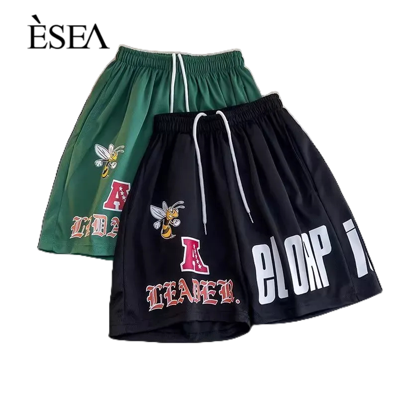 esea-กางเกงขาสั้นผู้ชาย-คู่รักสไตล์ยุโรปและอเมริกา-กางเกงขาสั้น-ins-พิมพ์ลายหลวม