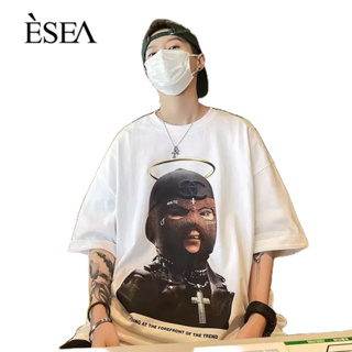 ESEA เสื้อยืดผู้ชายใหม่ลำลองทุกคู่เสื้อยืดแนวโน้มอเมริกันหลวมแฟชั่นแขนสั้น