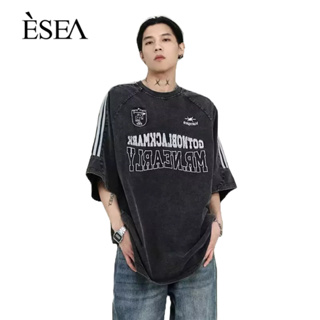 ESEA เสื้อยืดผู้ชายยอดนิยมใหม่ฮาราจูกุเสื้อยืดผู้ชายลำลองอเนกประสงค์เทรนด์แฟชั่นคอกลมแขนสั้น