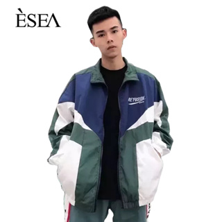 ESEA เสื้อโค้ทผู้ชายฤดูใบไม้ร่วงหลวมสบาย ๆ INS สไตล์คู่พิมพ์เสื้อโค้ทผู้ชาย