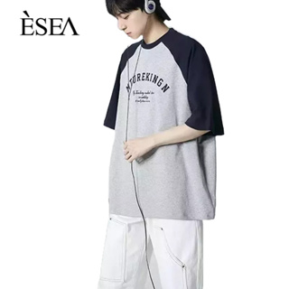 ESEA เสื้อยืดผู้ชายแฟชั่นคอกลมลำลองผู้ชายเสื้อยืดยอดนิยมวรรณกรรมแขนสั้น