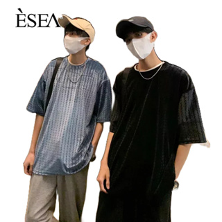 ESEA เสื้อยืดผู้ชายแบรนด์อินเทรนด์ญี่ปุ่นนักเรียนลำลองหลวมๆผู้ชายเสื้อยืดลำลองด้านบนสไตล์ฮ่องกงหลวมคอกลมแขนสั้นผู้ชาย