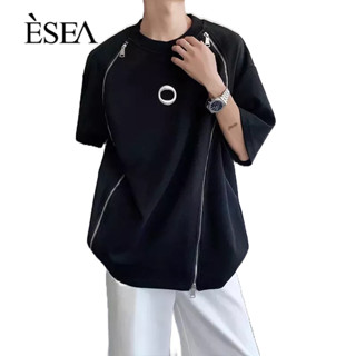 ESEA เสื้อยืดผู้ชายหลวมสบาย ๆ เสื้อยืดผู้ชายวรรณกรรมยอดนิยมและศิลปะคอกลมแขนสั้นผู้ชายแฟชั่น