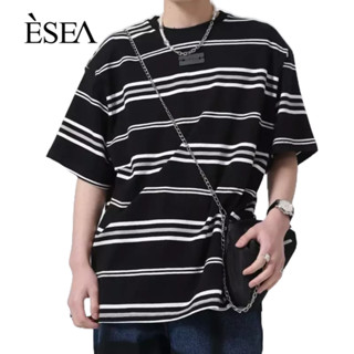 ESEA เสื้อยืดผู้ชาย เทรนด์แฟชั่น หลวม ลำลอง เสื้อยืดผู้ชาย ลายมาตรฐาน ขี้เกียจ ใหม่ แขนสั้น