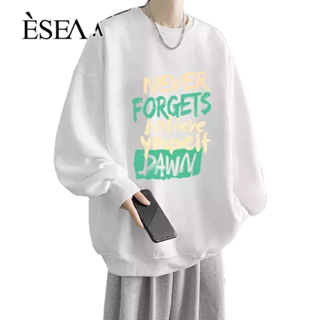 ESEA เสื้อสเวตเตอร์ผู้ชายหล่อสไตล์ INS ฤดูใบไม้ผลิและฤดูใบไม้ร่วงแบรนด์แฟชั่นบางพิมพ์เสื้อสเวตเตอร์แขนยาวของผู้ชาย