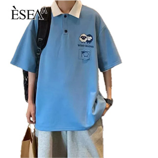 ESEA เสื้อยืดผู้ชายอินเทรนด์เสื้อยืดผู้ชายยอดนิยมอารมณ์แฟชั่นญี่ปุ่นผู้ชายเสื้อโปโล