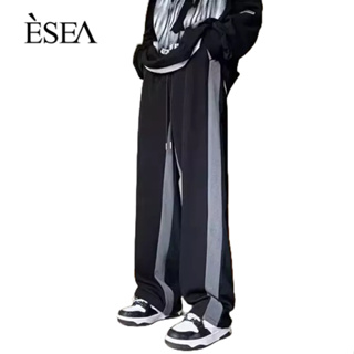 ESEA กางเกงขายาวผู้ชายทรงหลวมตรงลำลองกีฬาผ้าม่านออกแบบเฉพาะสีที่เข้าคู่กับกางเกงผู้ชาย