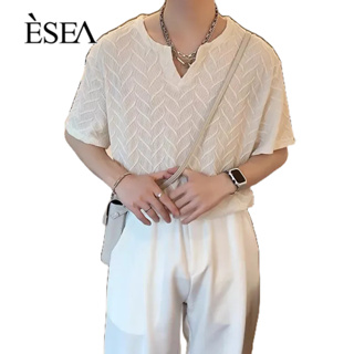 ESEA ผู้ชายเสื้อยืดใหม่หลวมและหลากหลายแฟชั่นผู้ชายเสื้อยืดแนวโน้มเกาหลีสั้น-แขน