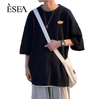 ESEA เสื้อยืดผู้ชาย เทรนด์แฟชั่น เสื้อยืดผู้ชายลำลอง สีทึบ ใหม่ เยาวชน คอกลม แขนสั้น ผู้ชาย