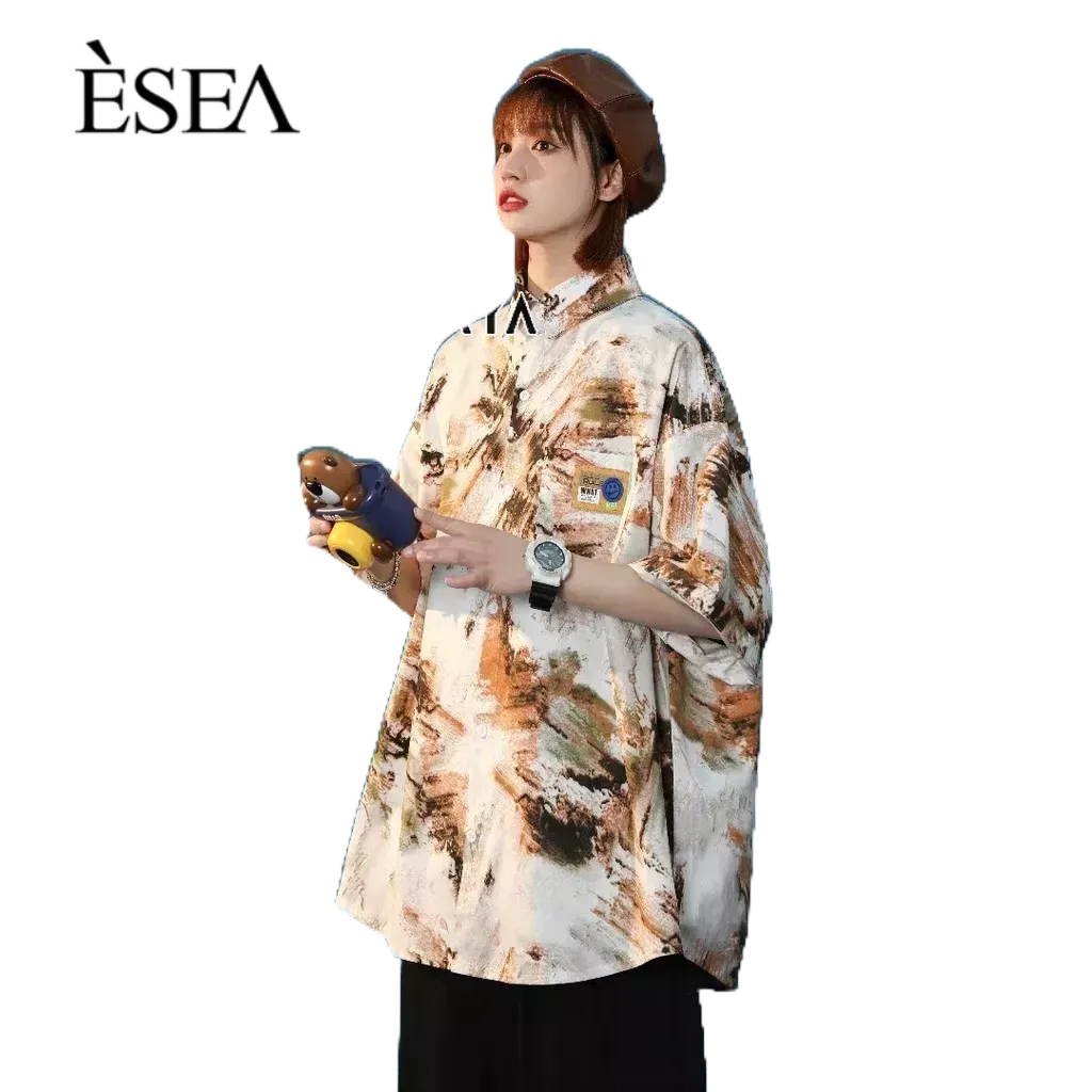 esea-เสื้อเชิ้ตผู้ชายแฟชั่นแบรนด์อินเทรนด์ฤดูร้อนใหม่แขนสั้นพิมพ์เสื้อเชิ้ตแขนสั้นผู้ชายยอดนิยม