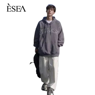 ESEA เสื้อสเวตเตอร์ผู้ชายแสงแดด 2023 ฤดูใบไม้ร่วงใหม่เกาหลีพิมพ์จดหมายแฟชั่นผู้ชายสีทึบเสื้อสเวตเตอร์แขนยาวของผู้ชาย