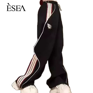 ESEA กางเกงขายาวผู้ชายแฟชั่นสีทึบแฟชั่นใหม่กางเกงลำลองญี่ปุ่น