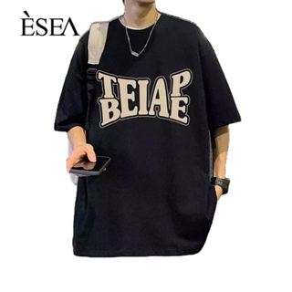 ESEA เสื้อยืดผู้ชายเทรนด์ใหม่แฟชั่นเยาวชนแฟชั่นเสื้อยืดผู้ชายพิมพ์หลวมขี้เกียจรอบคอผู้ชายแขนสั้น