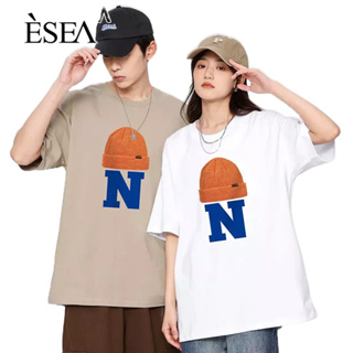ESEAเสื้อยืดเด็กผู้ชายผ้าฝ้ายพิมพ์แฟชั่นสไตล์เกาหลีคู่หลวมเสื้อยืด