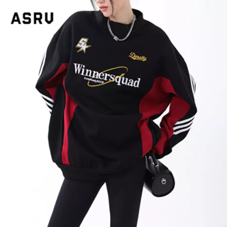 ASRV เสื้อสเวตเตอร์ลำลองกระแสน้ำแขนตรงเสื้อสวมหัวโปโลฤดูใบไม้ผลิและฤดูใบไม้ร่วงที่เรียบง่ายใหม่เยาวชนยอดนิยม 2023 ชายฮาราจูกุ