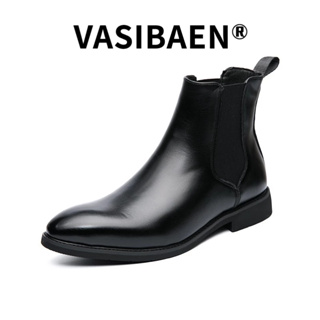 Vasibaen รองเท้าบูทหนัง ขนาดใหญ่ สไตล์อังกฤษ แฟชั่นฤดูใบไม้ร่วง และฤดูหนาว