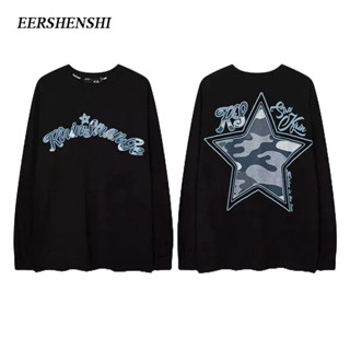 EERSHENSHI เสื้อสเวตเตอร์ผู้ชายฤดูใบไม้ผลิและฤดูใบไม้ร่วงใหม่รอบคอแขนยาวสไตล์ยุโรปและอเมริกาแฟชั่นสบาย ๆ แบรนด์ตัวอักษรพิมพ์เสื้อสเวตเตอร์หลวมของผู้ชาย