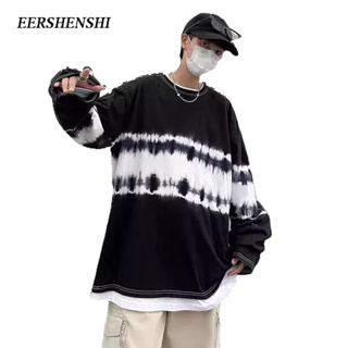 EERSHENSHI เสื้อสเวตเตอร์ผู้ชายฤดูใบไม้ร่วงใหม่สไตล์ยุโรปและอเมริกาสูงถนนย้อนยุคฮิปฮอปแฟชั่นแบรนด์มัดย้อมเสื้อสเวตเตอร์แฟชั่นแขนยาวของผู้ชาย