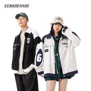 EERSHENSHI เสื้อโค้ทผู้ชายสําหรับฤดูใบไม้ร่วงและฤดูหนาว 2023 พิมพ์คอนทราสต์ญี่ปุ่นใหม่แฟชั่นแบรนด์แฟชั่นแฟชั่นเสื้อโค้ทผู้ชายที่เรียบง่าย