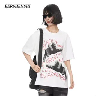 EERSHENSHI เสื้อยืดผู้ชายอินเทรนด์แฟชั่นประจำวันแขนสั้นพิมพ์นิยมญี่ปุ่นคอกลมเสื้อยืดผู้ชาย