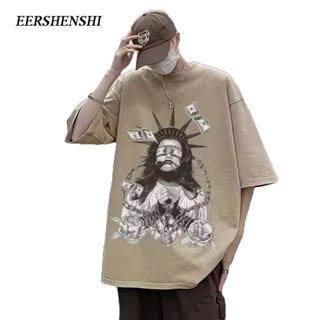 EERSHENSHI เสื้อยืดผู้ชายใหม่แฟชั่นเยาวชนมาตรฐานแขนสั้นผู้ชายหลวมสบาย ๆ รอบคอเสื้อยืดผู้ชายทุกการแข่งขัน