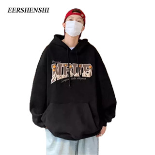 EERSHENSHI เสื้อสเวตเตอร์ผู้ชายมีฮู้ดพิมพ์จดหมาย INS สไตล์เยาวชนแฟชั่นแบรนด์แฟชั่นฤดูใบไม้ผลิและฤดูใบไม้ร่วงเสื้อสเวตเตอร์ผู้ชายใหม่