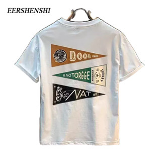 EERSHENSHI เสื้อเชิ้ตแขนสั้นผู้ชายสไตล์ญี่ปุ่นและเกาหลีแฟชั่นคอกลมพิมพ์แขนสั้น