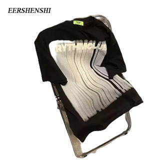 EERSHENSHI แขนสั้นผู้ชายฮาราจูกุป๊อปวรรณกรรมความเรียบง่ายแฟชั่นฤดูร้อนสีทึบคอกลมผู้ชายแขนสั้น