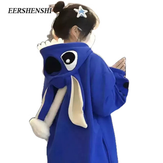 EERSHENSHI เสื้อสเวตเตอร์ผู้ชาย: รูปแบบการ์ตูนน่ารักใหม่, เสื้อสเวตเตอร์มีฮู้ดลําลองของคู่รักหลวม